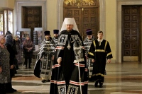 В среду первой седмицы Великого поста митрополит Владимир совершил Литургию Преждеосвященных Даров в Спасо-Преображенском кафедральном соборе