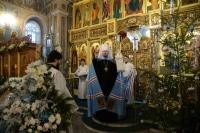 В день отдания праздника Рождества Христова митрополит Владимир совершил Божественную литургию в храме святителя Иннокентия Иркутского