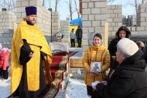 Праздник в селе Тополево, посвященный вложению именных кирпичей в строящийся Свято-Никольский храм 13 февраля 2016 г.