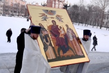 Божественная литургия и встреча иконы  Божией Матери 