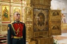 Икона Главного храма Вооруженных Сил России «Спас Нерукотворный» в Спасо-Преображенском кафедральном соборе 30.10.2019 г.